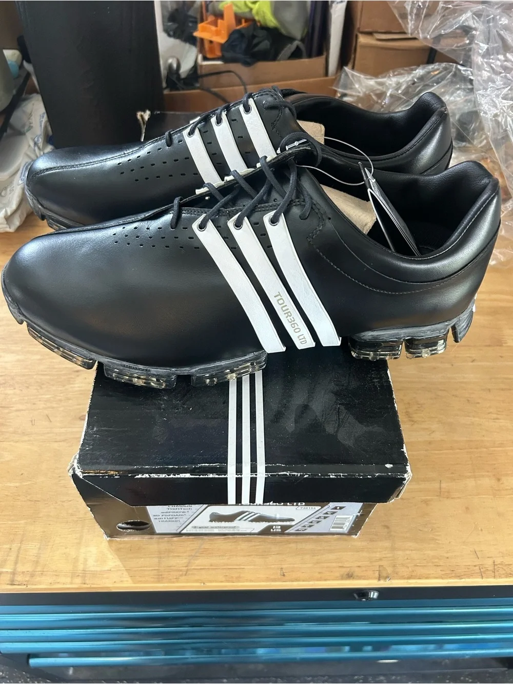 adidas Tour360 LTD Men's Golf Shoes US 13 Black/White Waterproof Spiked
